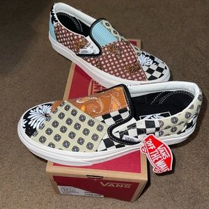Vans Tiger/Daisy/Paisley Patchwork Classic Slip On